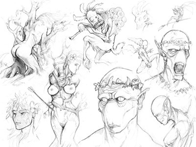 Daphne, Toothfairy, and Kokopelli sketches conceptual daphne fairy kokopelli mythology nude sketch tooth