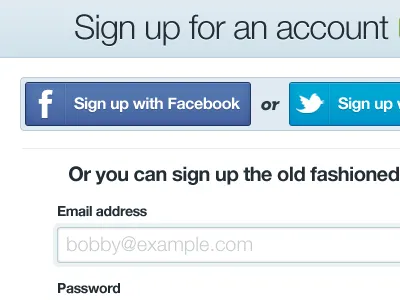 TrackThePack Redesign: Social Signup Tweak app facebook form input login redesign tracking trackthepack twitter ui web