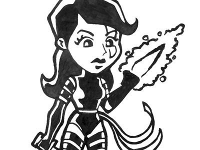 Chibi Psylocke black comics drawing illustration
