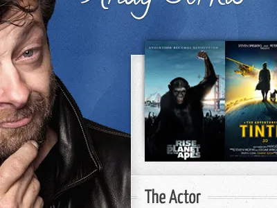Andy Serkis Redesign Mockup blue paper photo redesign. andy serkis texture