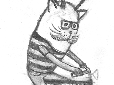 #CatOnBike bicycle bike cat mustache poster sketch