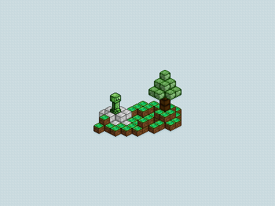 Creeps and Trees 8 8bit bit block creeper grass log minecraft pixel stone tree
