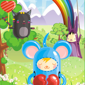 3 of hearts art illustration kawaii vector