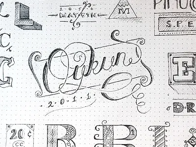 Sketching Letters (first attempt) dot grid book drawing fun oykun pen pencil pinocchio sketch sketchbook type typography