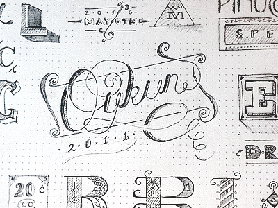 Sketching Letters (first attempt) dot grid book drawing fun oykun pen pencil pinocchio sketch sketchbook type typography
