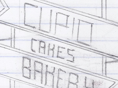 Cupid Cakes Bakery Mockup bakery branding cake logo sketch