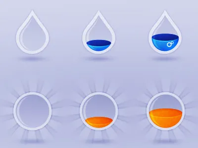 Water and Sun progress icons [old work] drop icons old progress sun water