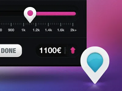 Travel Budget Widget black blue crisp map pin purple travel ui ui design widget
