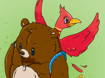 Banjo & Kazooie backpack bear bird brown feathers game grass illustration n64 nintendo puzzle red rough shorts sketch