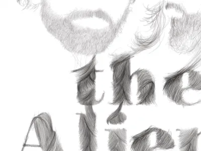 Aliens beards illustration typography