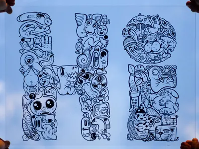 "HI" on plexi with sharpie datamouth illustration plexi glass sharpie
