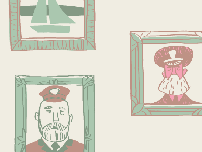 Harbour sample 2 captain fisherman fishing frame green grey harbour line work maritime maroon pattern pink