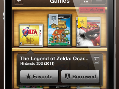"Shelves" Game Shelf app design games iphone shelves wood