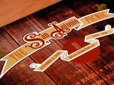 Picnic Poster design rustic texas typography western wood