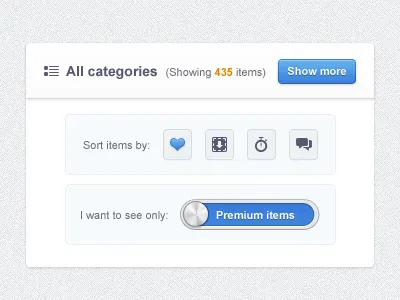 Clean Filter Widget blue clean filter ui user interface