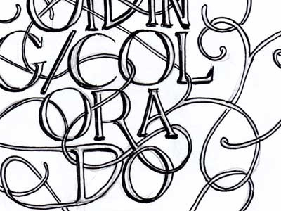 AV/CO lettering ornate swoopy