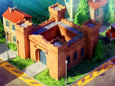 Busted! 3d building c4d castle cinema4d design grass house lantern prison render rendering