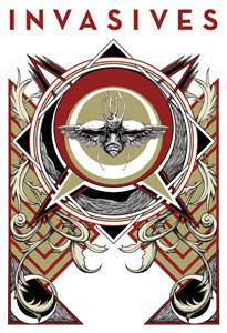 Invasives Tour Poster 2011 Drib2 black gold invasives ornament poster red tour white