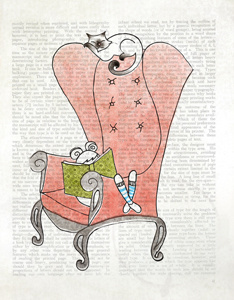Work/ Life illustration book cat girl uppercase magazine