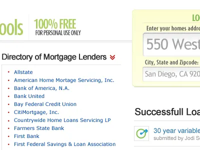 Directory & Home Lookup banks interface design interfaces loan lookup modification mortgage redesign san diego web design web developer