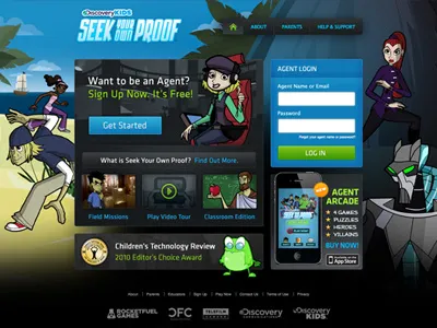 Fun and Engaging Game for Kids background buttons cartoon characters form game home page kids login website