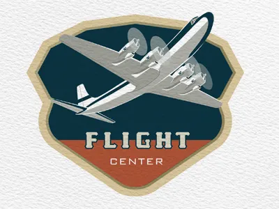 Flight Center airplane aviation center flight logo retro vintage