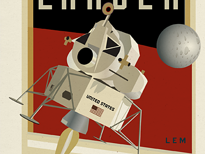 Lunar Lander apollo 11 illustration lander lem lunar moon nasa retro space vintage