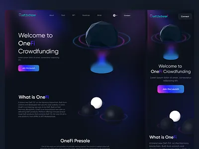 OneFi Crypto ICO Landing Page website