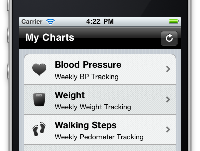 Dashboard iPhone UI iphone table ui