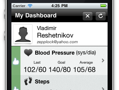 Dashboard iPhone UI avatar dashboard iphone ui user