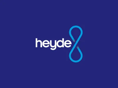 heyde blue cyan logo mark water white
