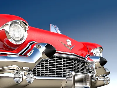'57 Cadillac 1957 57 cadillac car chrome red rendering