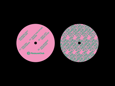 MEMBERS ONLY VOL 1 Vinyl Centres 2d adobe artwork design graphic graphic design graphics green illustrator label minimal music packaging photoshop pink text type typographic vinyl visual