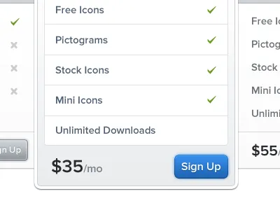 $35/mo blue design interface membership ui ux