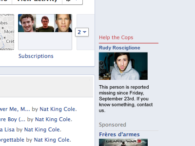 The cops // on Facebook profil application concept cops facebook fb line missed open time timeline
