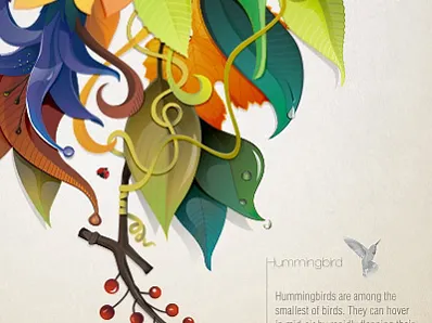 Colorful poster colorful flowers hummingbird poster