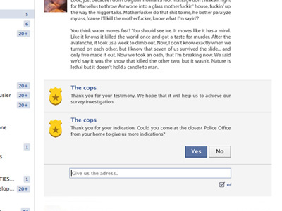 The cops // on Facebook message application concept cops facebook fb line missed open time timeline