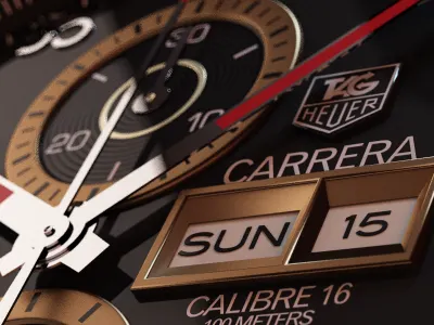 Tag Heuer Calibre 16 DOF 3d model render visualization