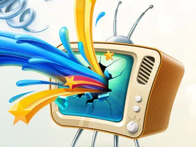 Zoimp Illustration artua character illustration robot tablet tv