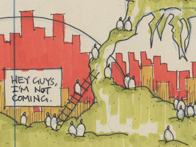 Overlook cartoon city life comic doodle ink landscape marker pen people sketch story town