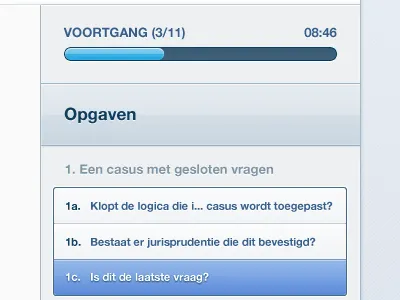 Assessment Progress active blue consistency sidebar ui