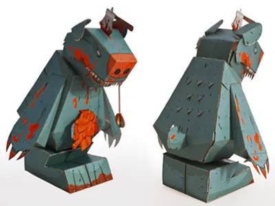 Roarmero Papertoy animal bear cartoon construction creepy fun fur fuzz halloween horror paper paper toy papertoy roarmero romero toy undead ursine vector zombie