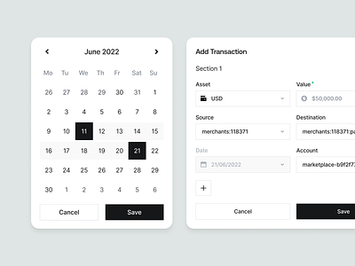 Formance - UI Elements add transaction app branding calendar clean components dark light ui dashboard design system design ui kit finance free ui system modal picker revenue ui ui system user interface ux