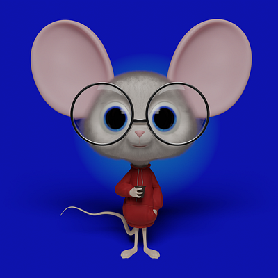 Nerd Mouse (NIkolay Naydenov course) 3d blender cartooned eyes glasses mouse nerd
