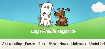 Dog Friendly header cartoon dog dogs