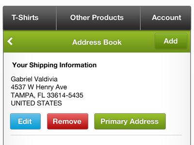 Address Book address book e commerce iphone mobile ui ux website