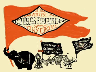 Tiny Circus circus elephant flag hand lettering typography