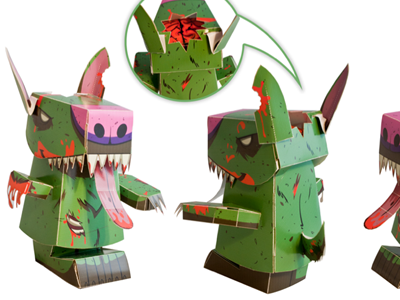 Salivini Papertoy animal canine canis cartoon construction creepy dog fun fur fuzz halloween horror paper paper toy papertoy salivini savini tom toy undead vector zombie