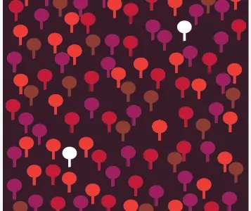 Button Trees Dark brown button cyan illustration pattern rectangle red round sketch strawberryluna textile tiny trees violet