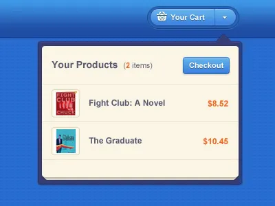 Cart Dropdown blue cart dropdown ecommerce modern shop